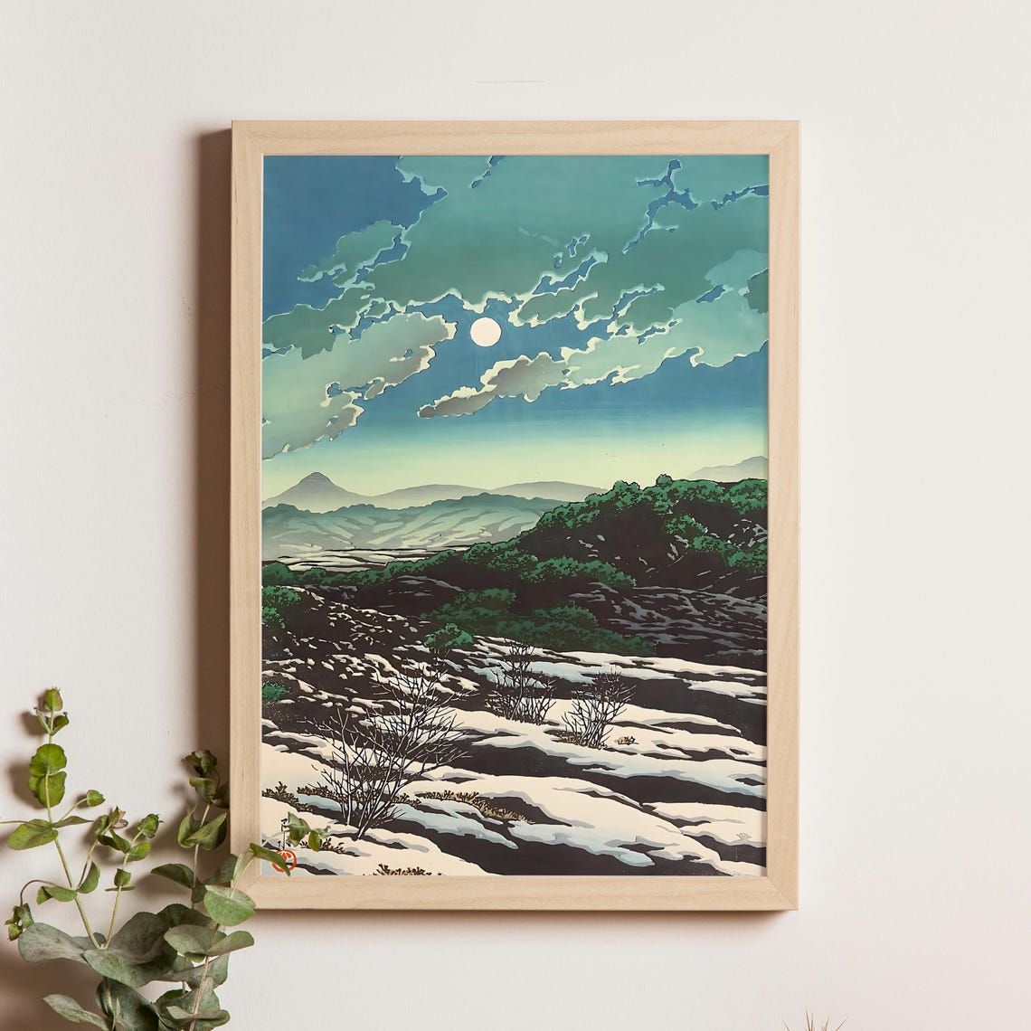 Kawase Hasui Karikachi Pass Moonlit Snow Peaks 1928 Night Poster