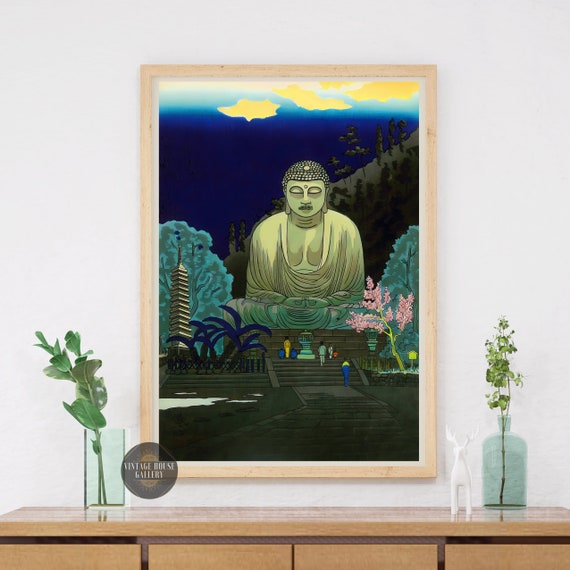 Great Buddha Of Kamakura By Okuyama Gihachiro Ukiyoe Poster Vintage Japanese Art Woodblock Print