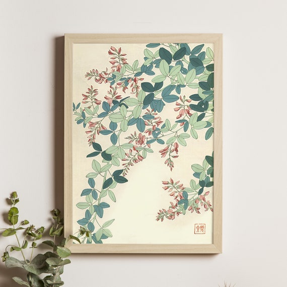 Bushclover Art Print Kawarazaki Shodo Painting 1958 Japanese Ukiyoe Oriental Wall Decor Vintage Artwork Floral Illustration