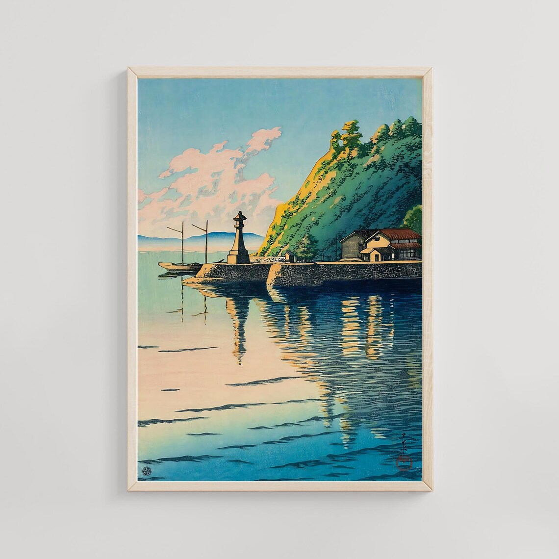 Kawase Hasui Dawn at Mihogaseki 1920 Sunrise Seascape Poster
