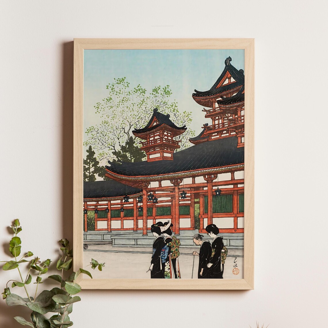 Kawase Hasui Taikyoku Hall Kyoto Vermilion Shrine Temple Scene Poster