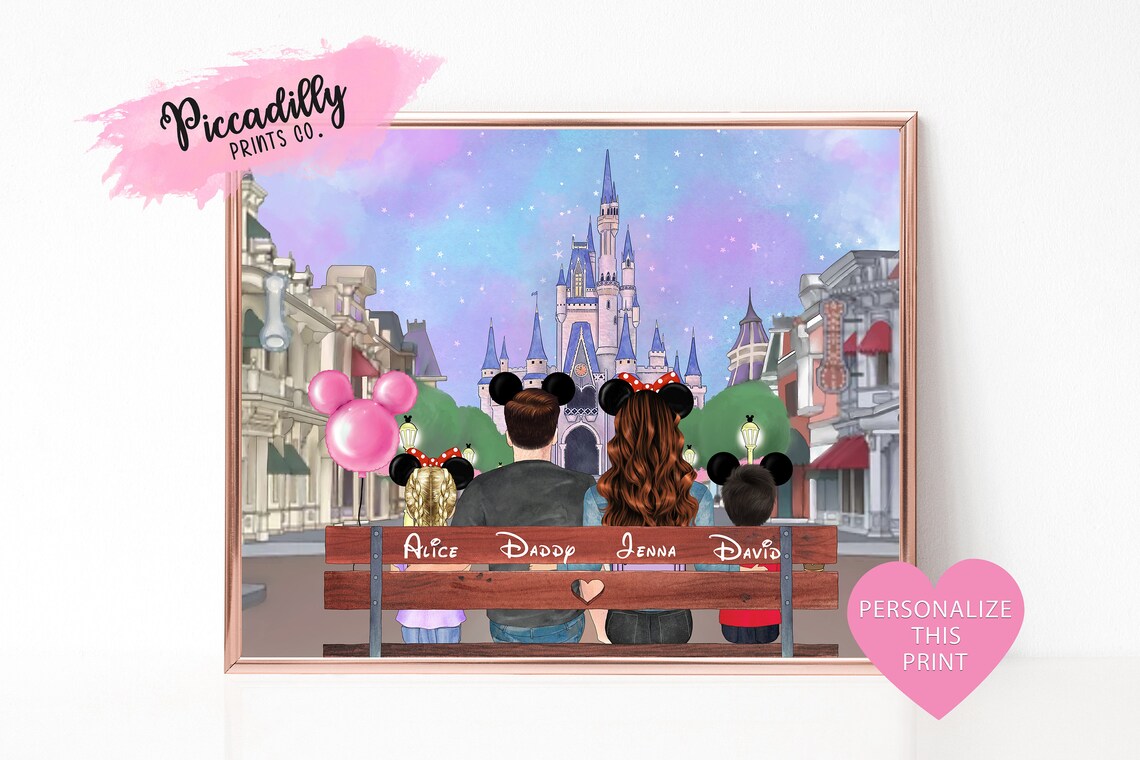 Custom Disney Family Portrait Personalised Art Print