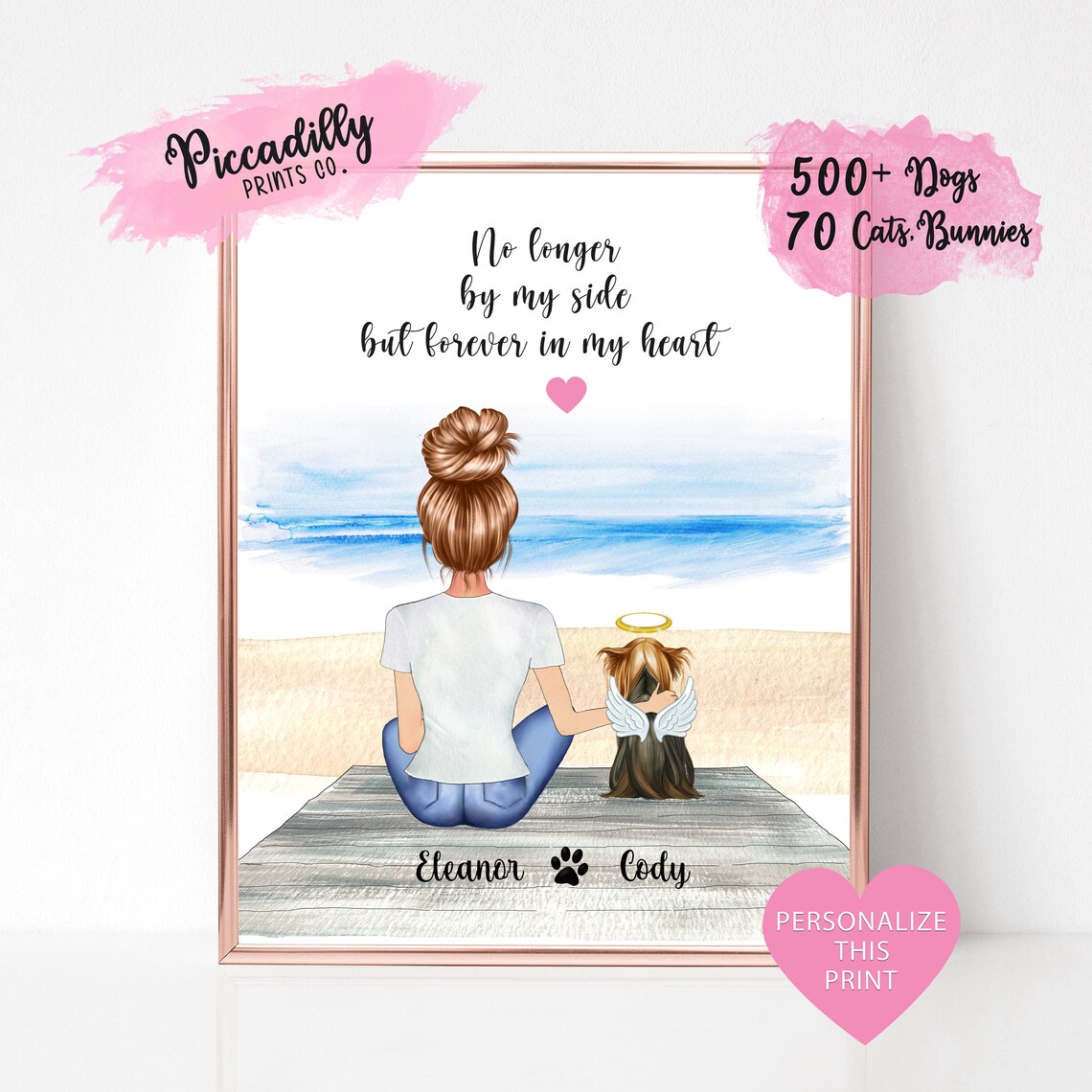 Personalized Dog Mom Memorial Art Print, Sympathy