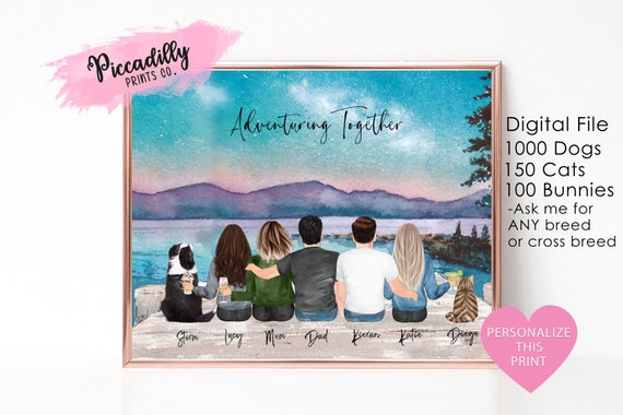 Custom Adventure Couple Print, Mountain Lake Anniversary Gift