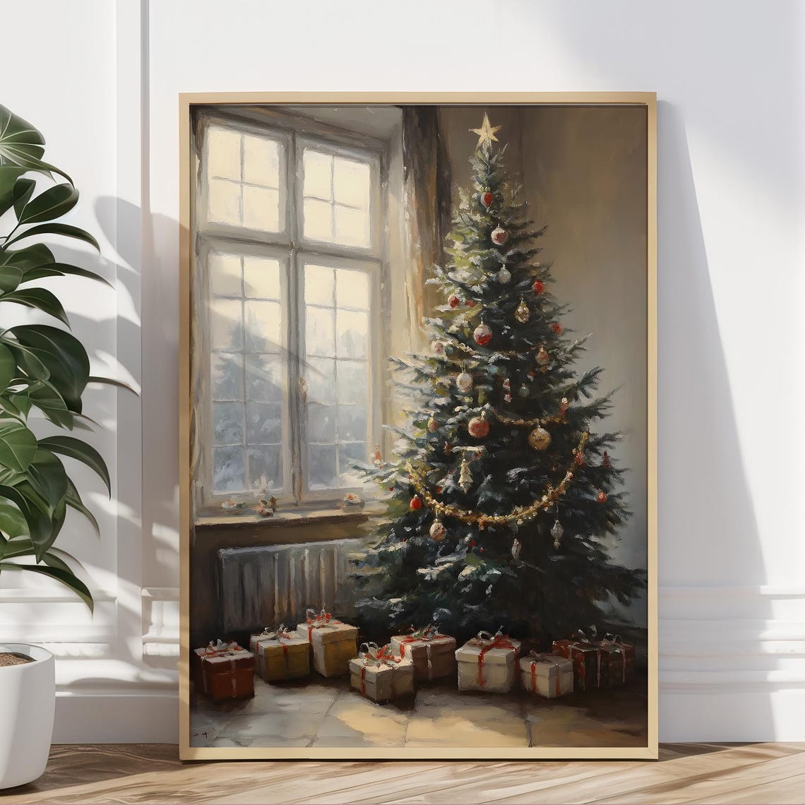 Christmas Tree By Window Gifts Morning Light Vintage Wall Art Poster - Image 5