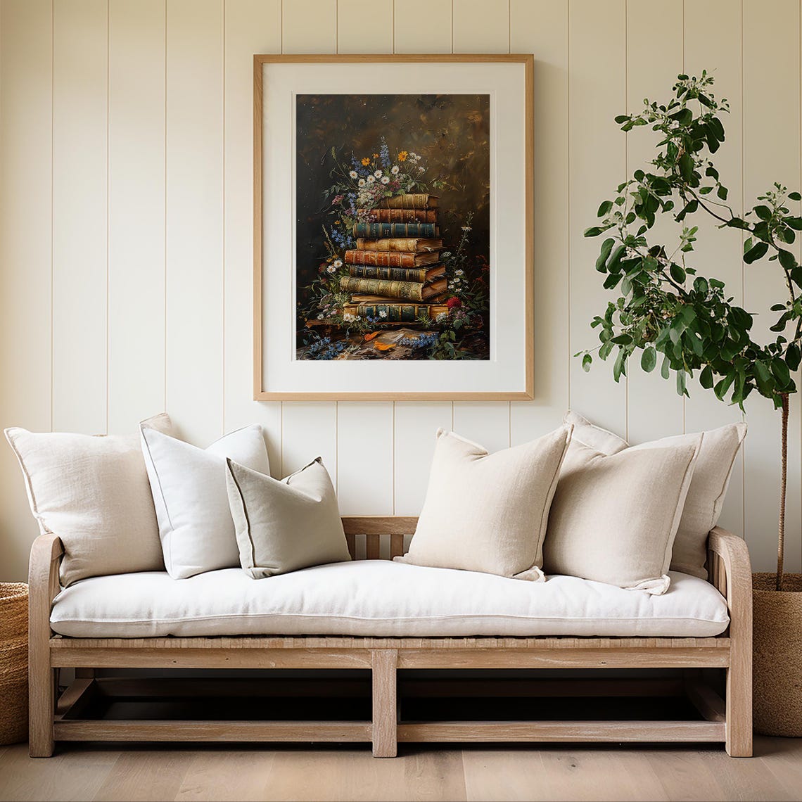 Books And Wildflowers Vintage Painting Christmas Print Farmhouse Christmas Christmas Wall Art Vp0076 - Image 4