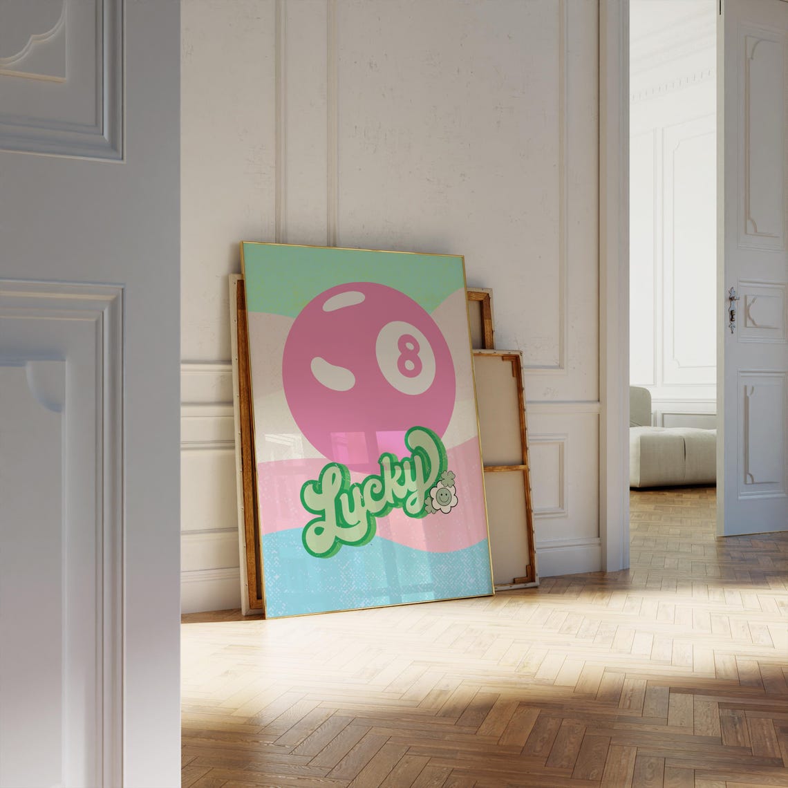 Lucky Pink 8 Ball Retro Pastel Coquette Trendy Wall Art Print - Image 2