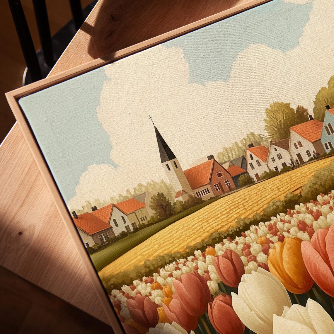 Tulip Field Wall Art Countryside Village Print Rustic Spring Decor Cute Spring Print Spring Village Spring Farmhouse - Image 5