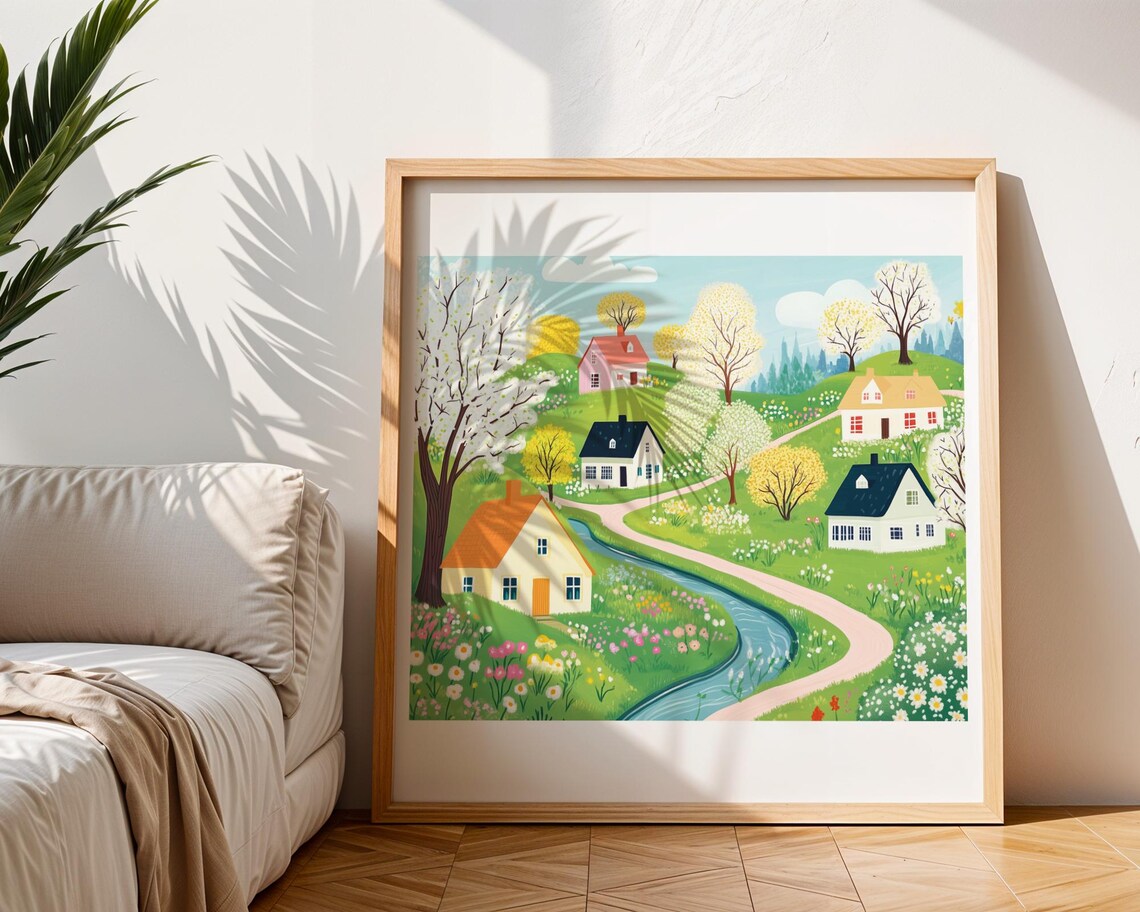 Spring Countryside Landscape Art Print, Farmhouse Decor - Image 3