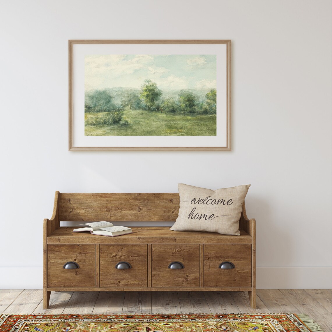 Country Landscape Painting Vintage Farmhouse Painting Landscape Art Print Antique Wall Decor Art Art - Image 2