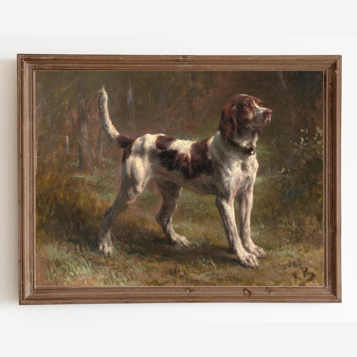 Vintage Hunting Hound Art Print, Farmhouse Animal Portrait