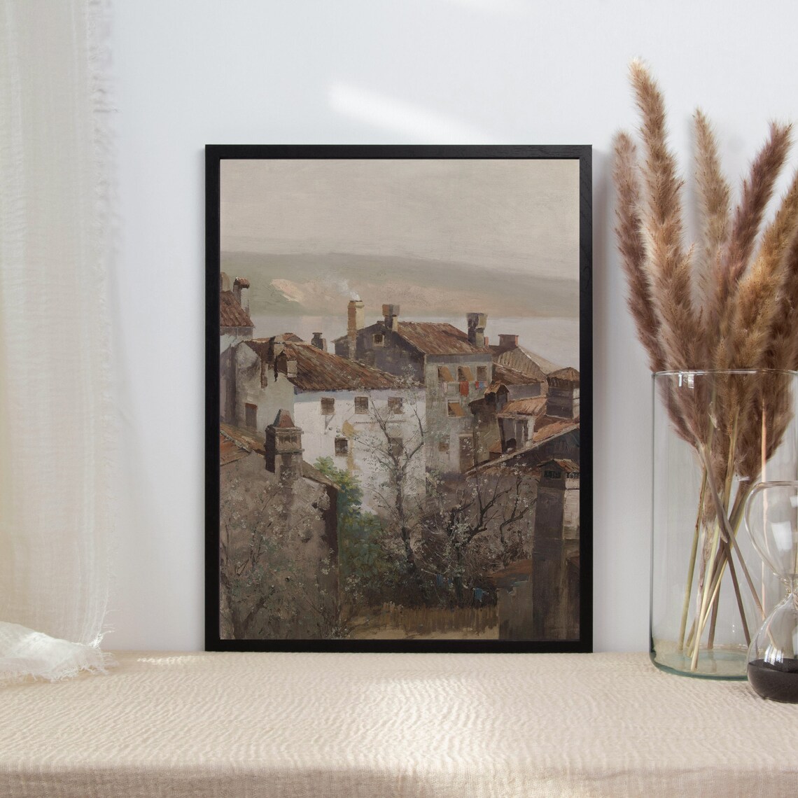 European Village Vintage Antique Cityscape Art Print - Image 2