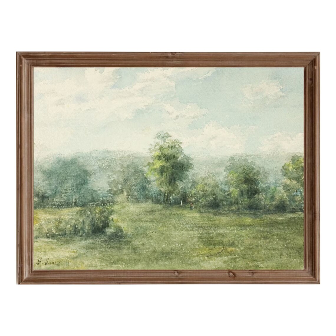 Country Landscape Painting Vintage Farmhouse Painting Landscape Art Print Antique Wall Decor Art Art