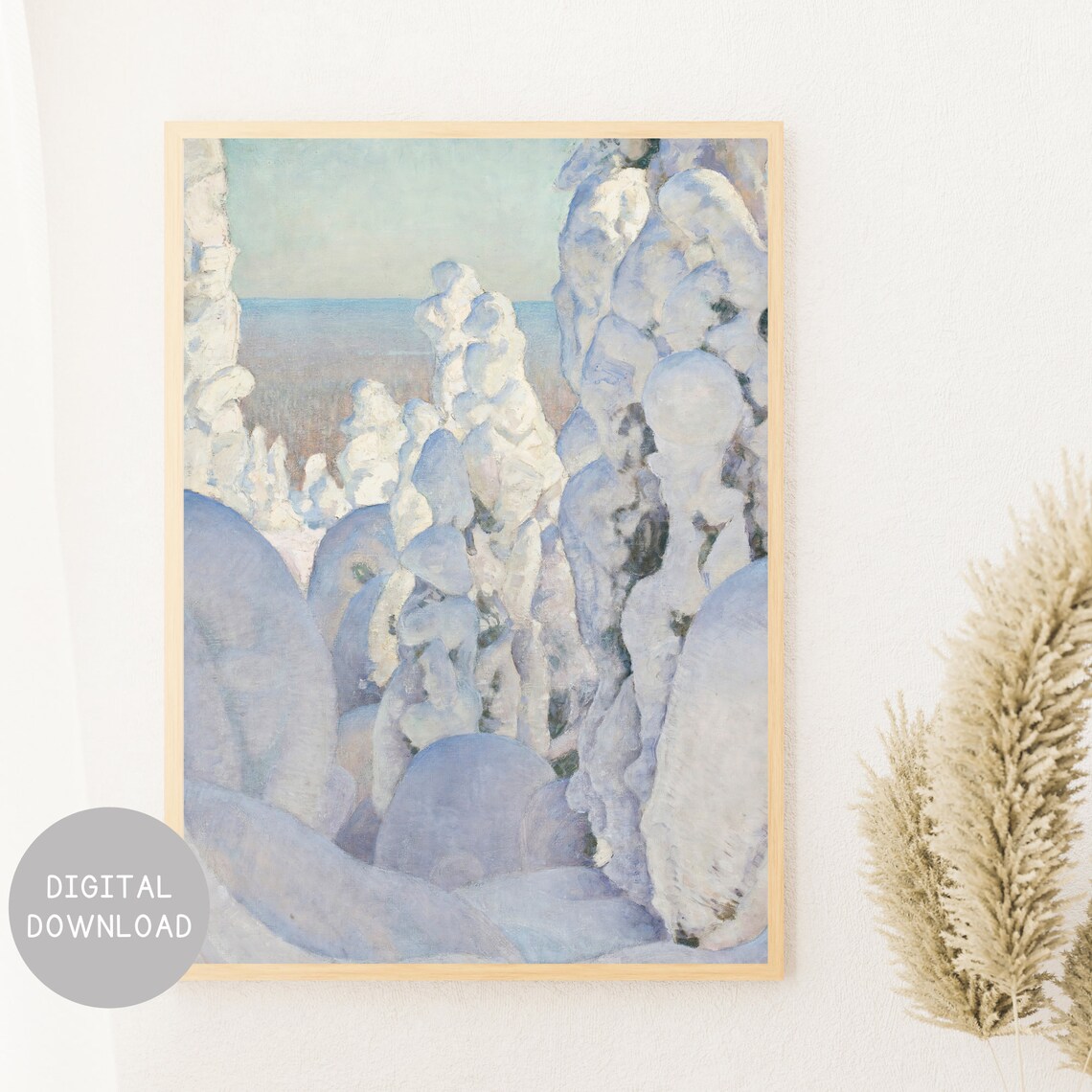 Vintage Snowy Trees Winter Landscape Art Print - Image 2