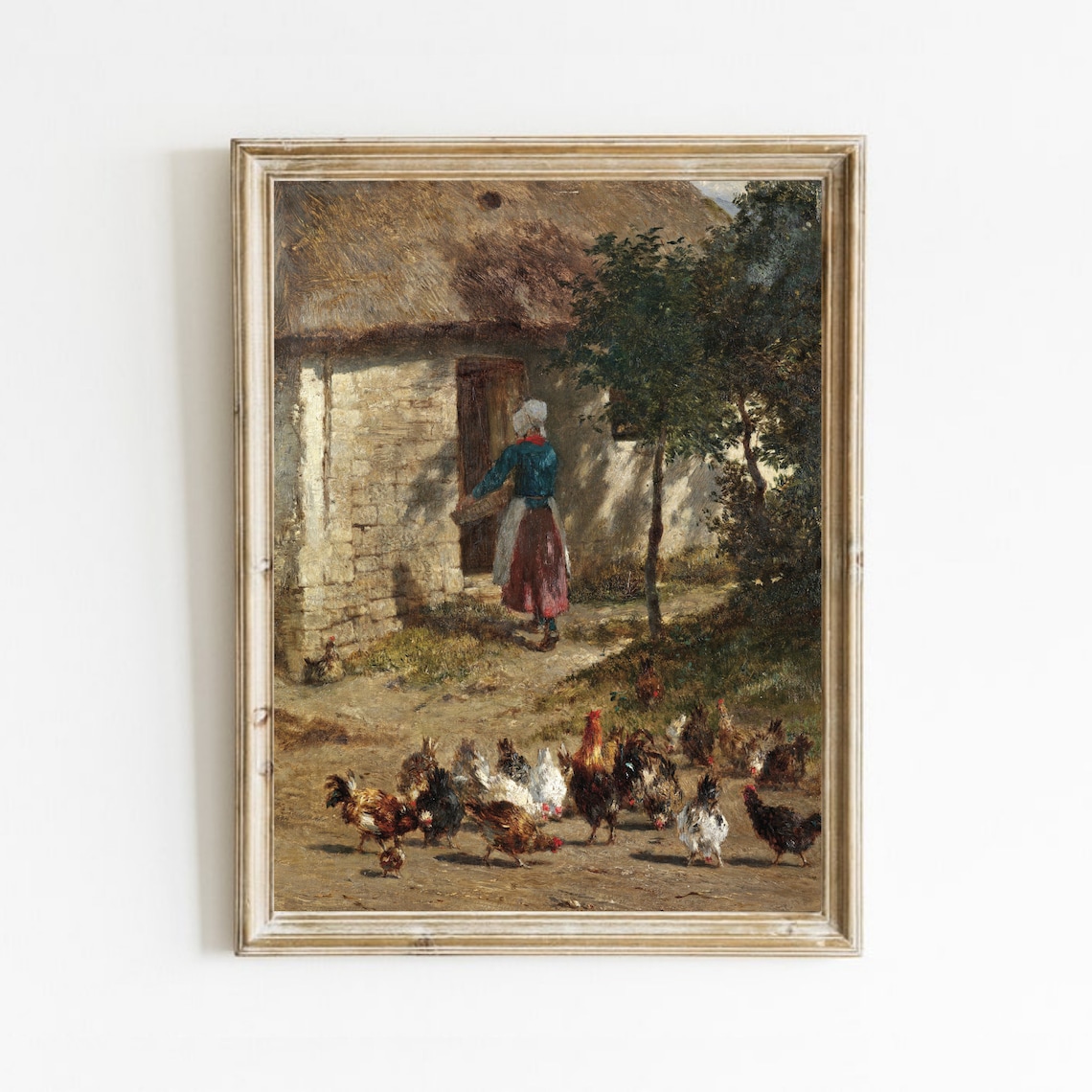 Vintage Chicken Farmhouse Art Print, Country Decor