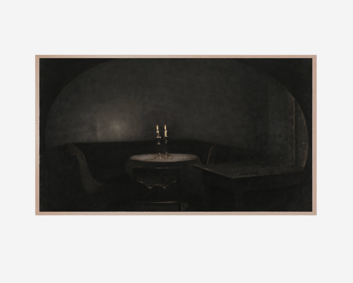 Dark Academia Print Goth Home Decor Vintage Moody Wall Art Artificial Light With Candles Dark Academia Decor Art - Image 2