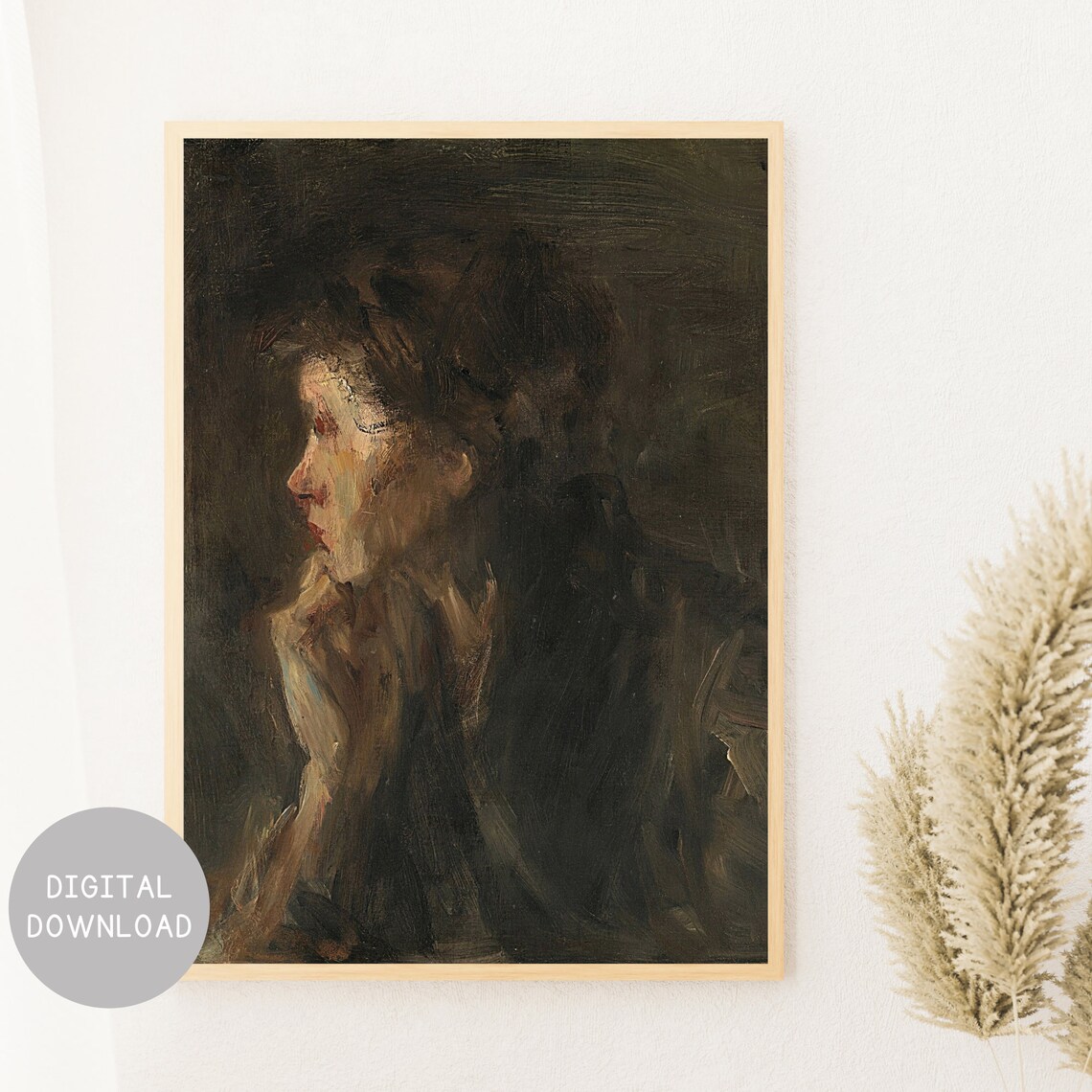 Vintage Woman Portrait Art Print, Antique Oil Style - Image 2