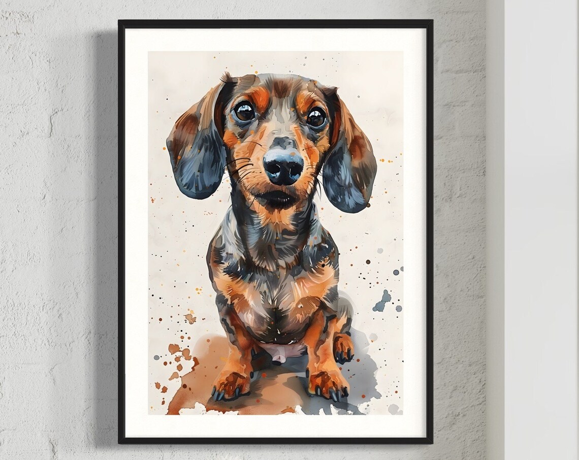 Dachshund Art Print Watercolour Puppy Illustration For Dog Lover Decor And Home Gifts Miniature Doxie Sausage Dog Pet Design