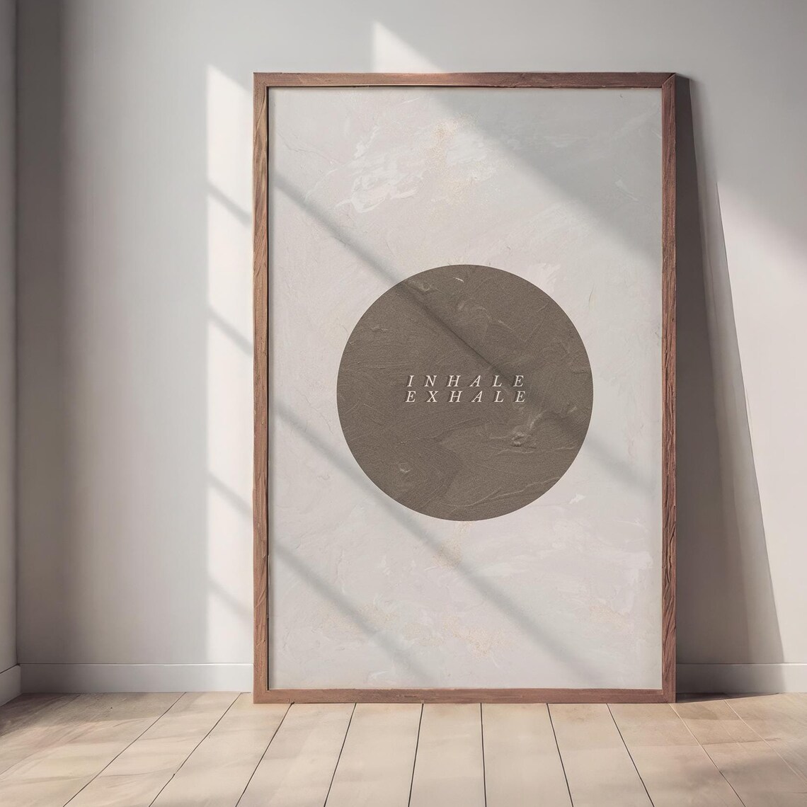 Inhale Exhale Minimalist Mindfulness Poster Neutral Circle Wall Art Print