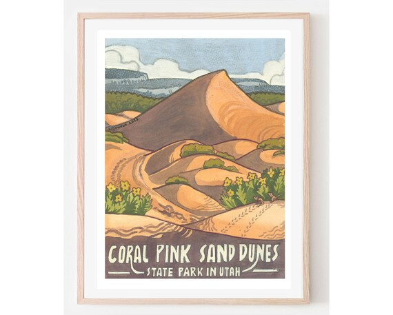 Coral Pink Sand Dunes State Park Utah Desert Vintage Travel Poster