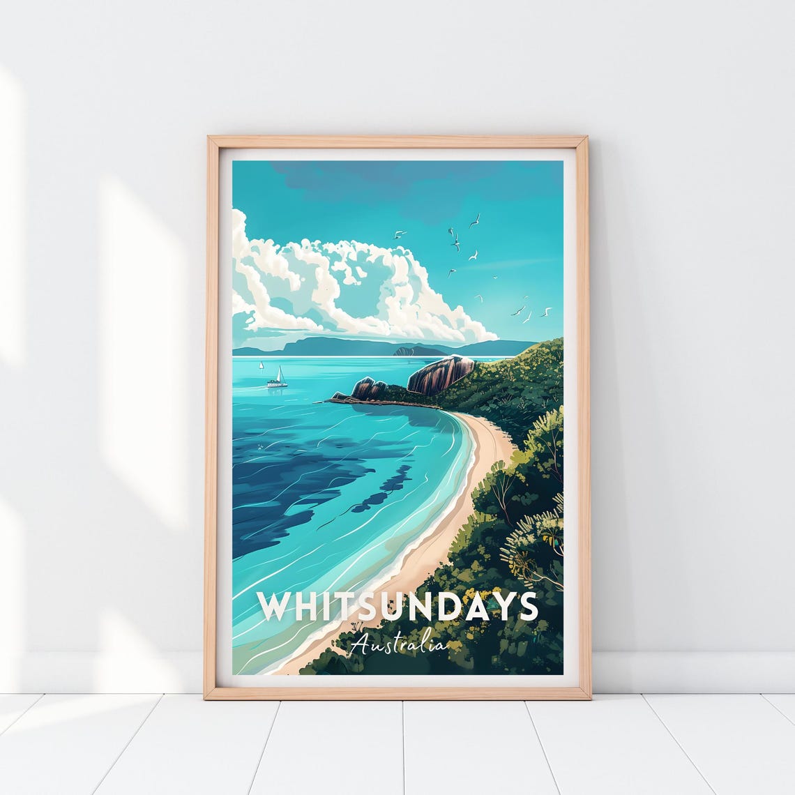 Whitsundays Australia Turquoise Beach Tropical Travel Poster Art - Image 2
