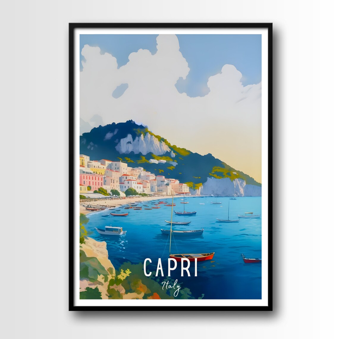 Capri Travel Poster, Italy Wall Art Print