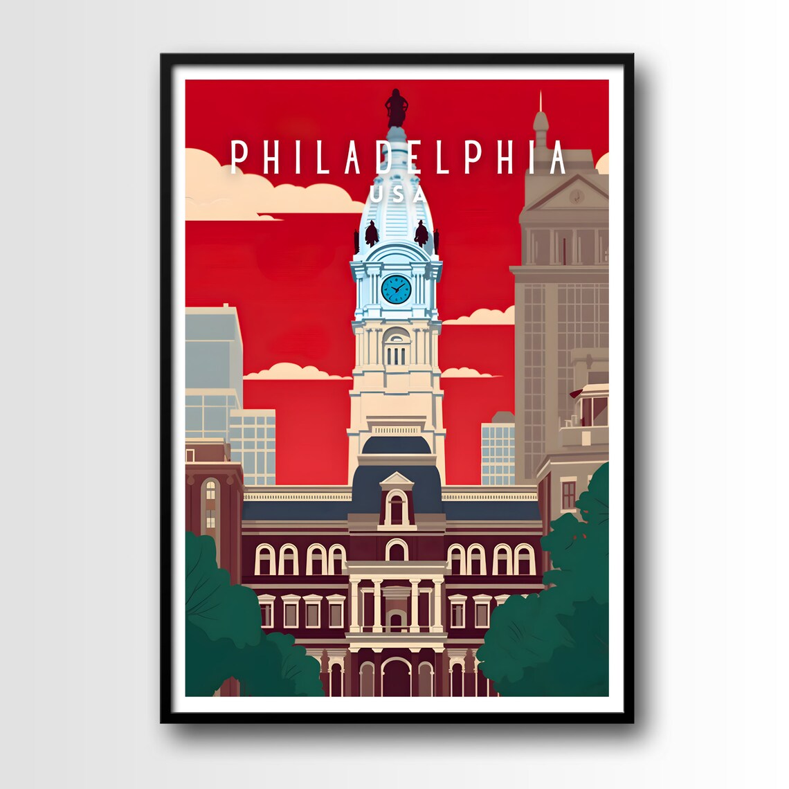 Philadelphia Travel Poster, City Wall Art Print