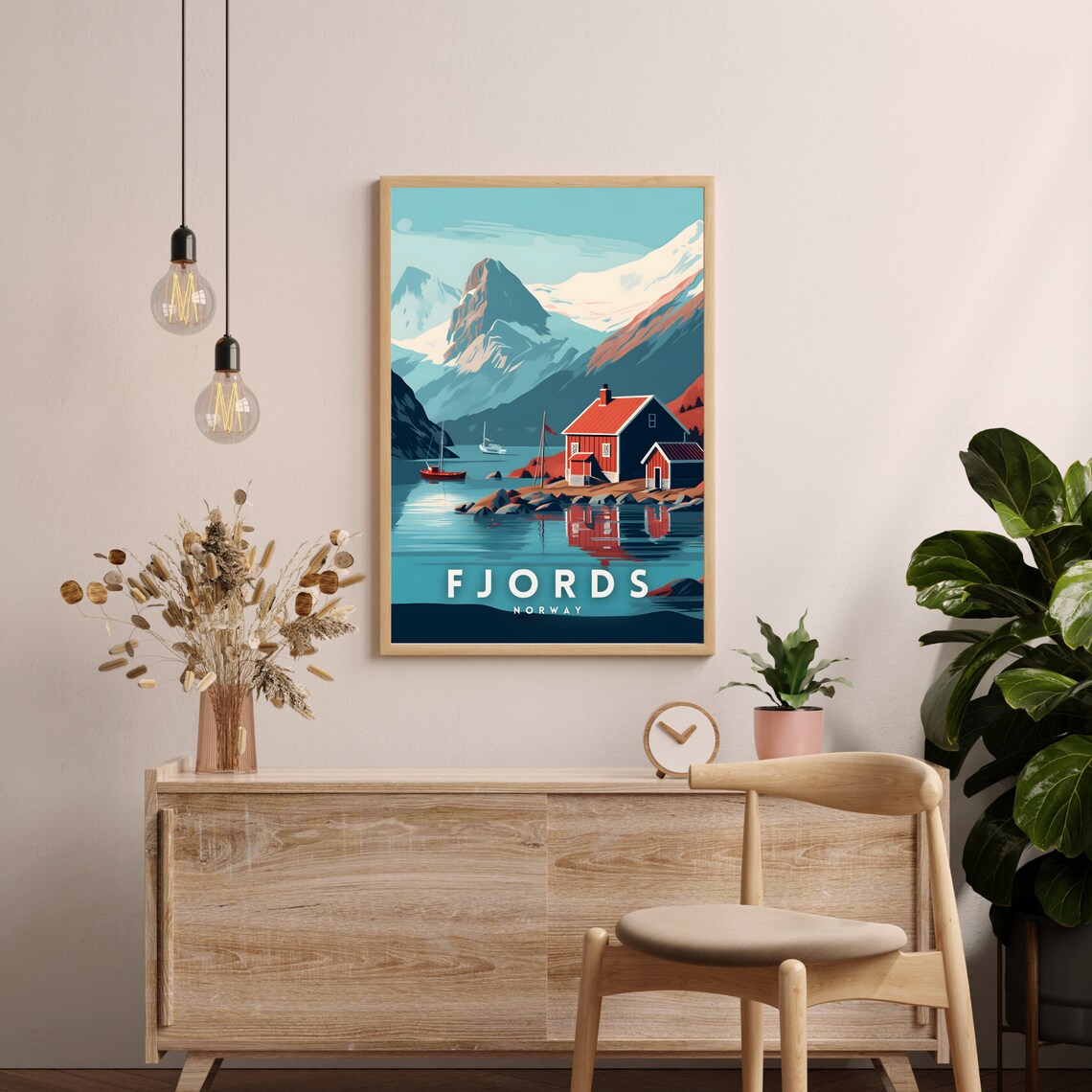 Norway Fjords Travel Poster, Scandinavian Wall Art - Image 2