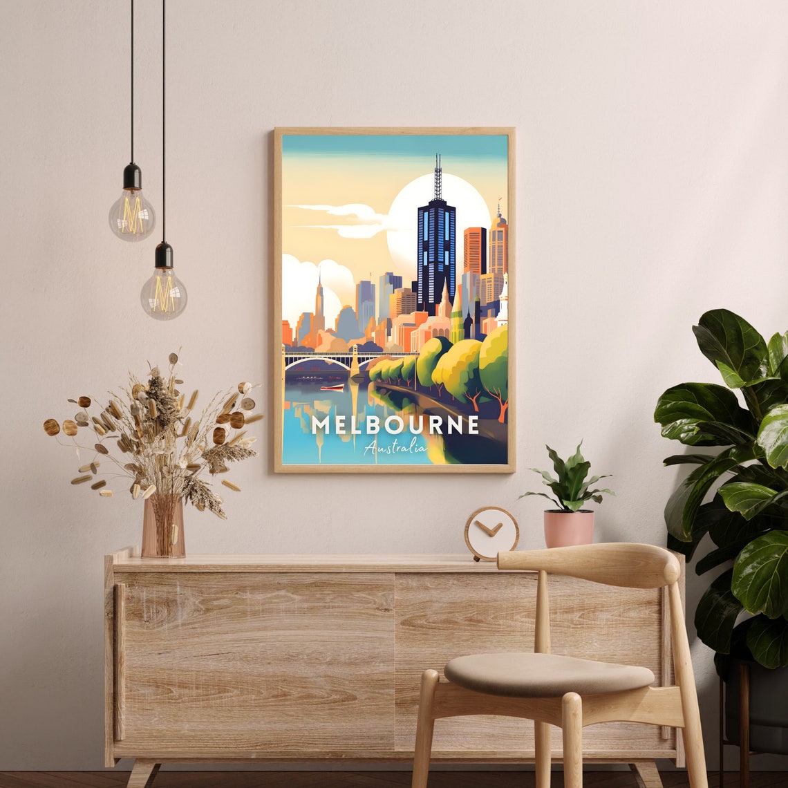 Melbourne Australia Sunset Skyline Golden Hour Travel Poster - Image 2