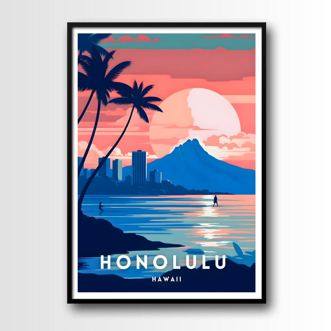 Honolulu Travel Poster, Honolulu Wall Art Print