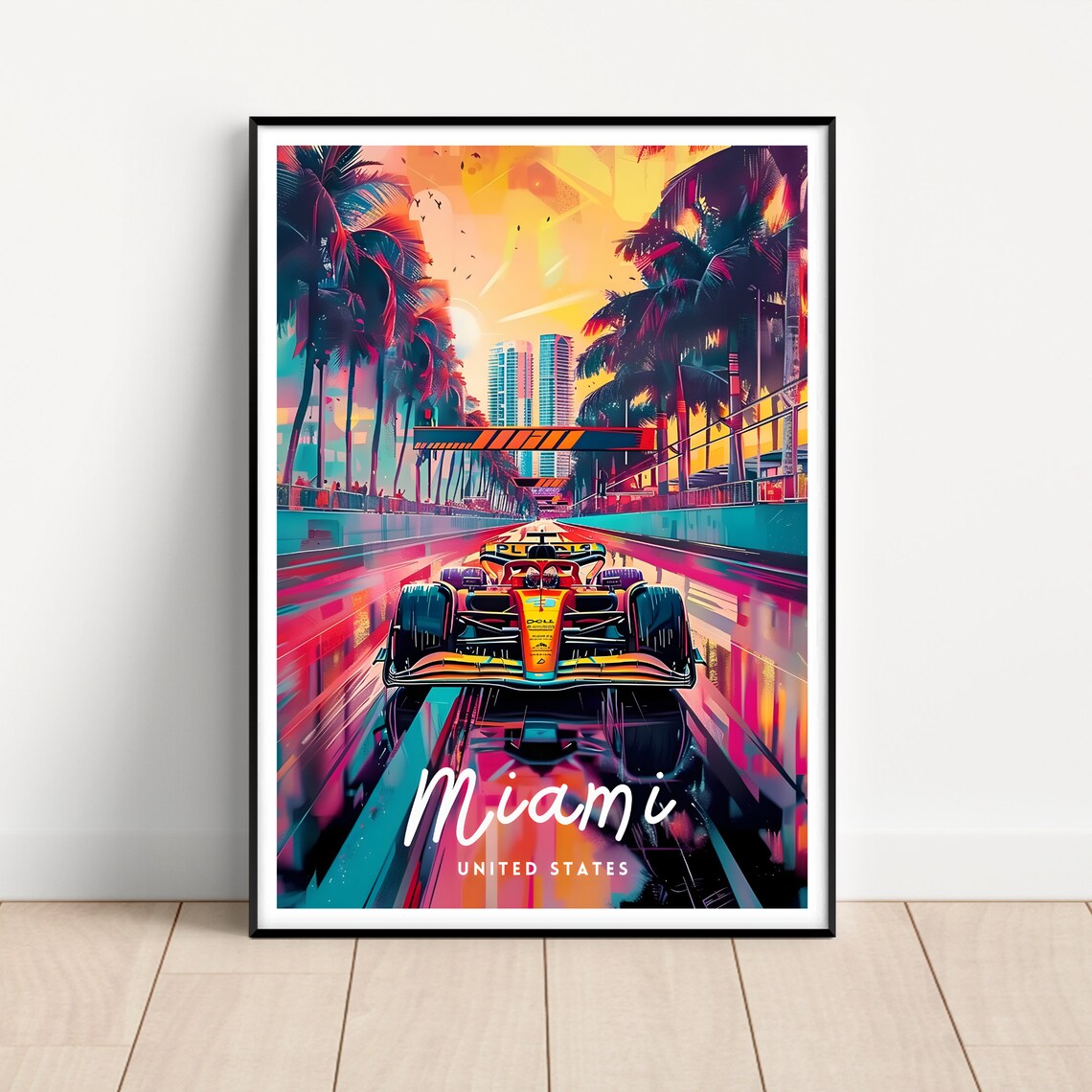 Miami Grand Prix Travel Poster, Formula 1 Wall Art