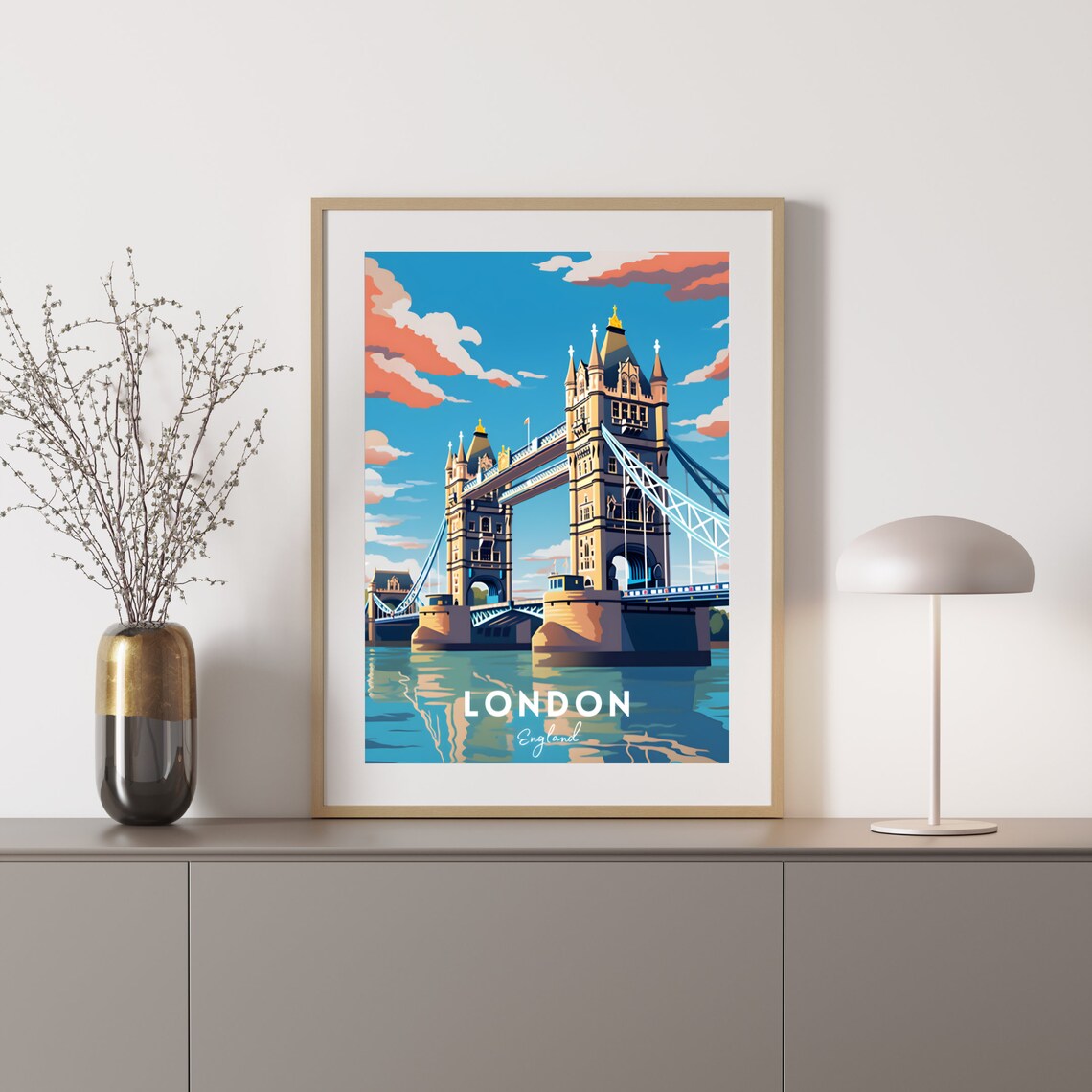 London Tower Bridge Travel Poster, Wall Art Print - Image 2