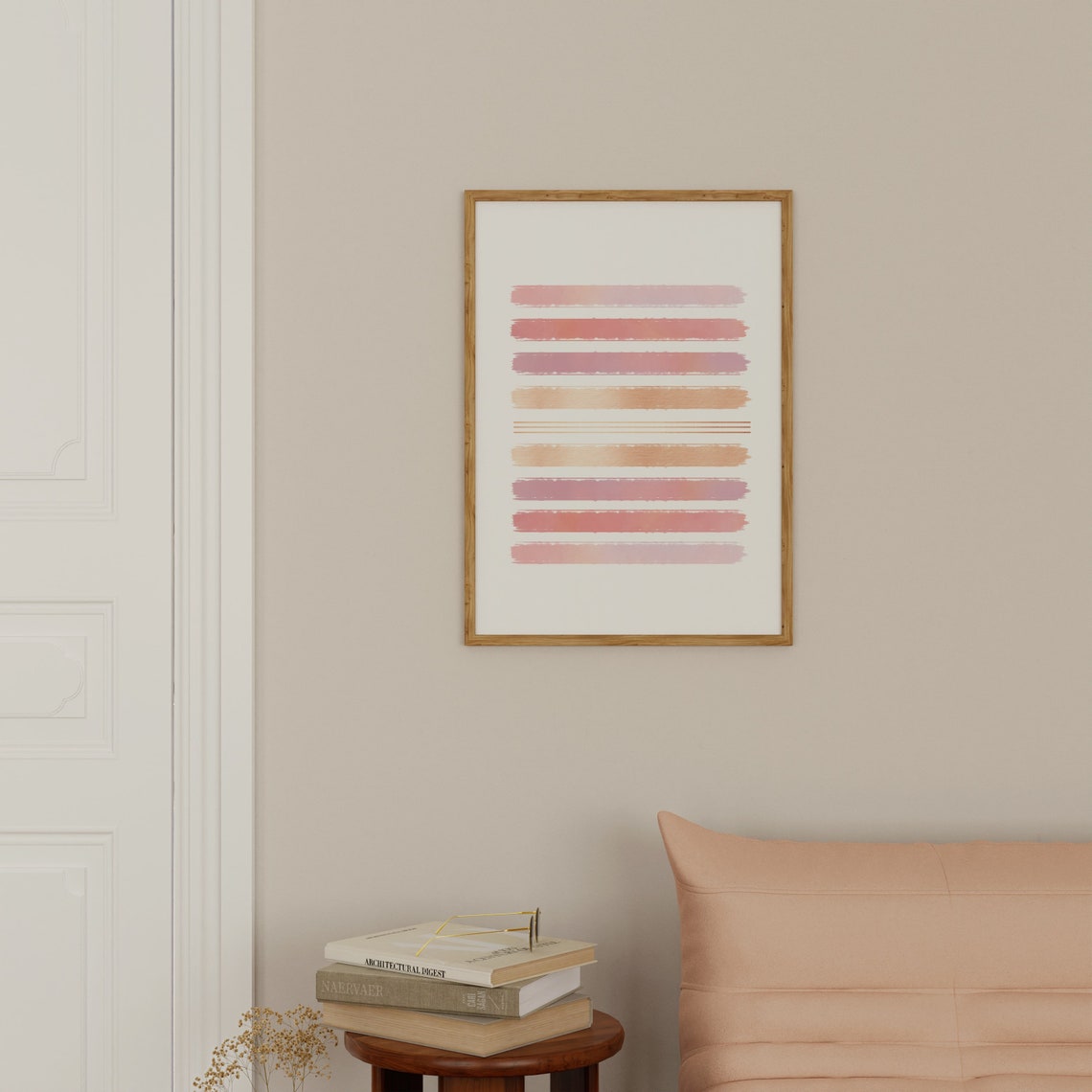 Abstract Watercolor Brush Strokes Blush Pink Rose Gold Poster