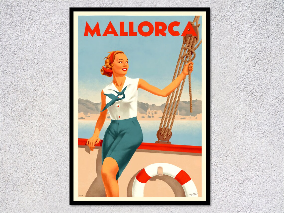 Majorca Vintage Travel Poster, Balearic Islands