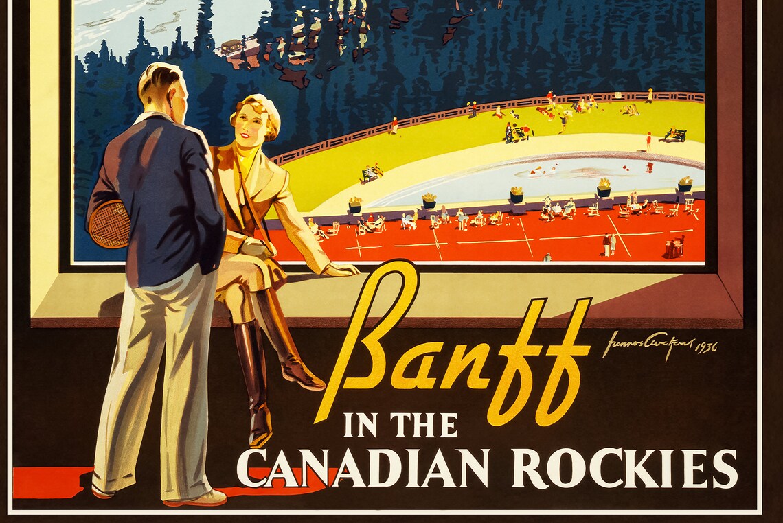 Vintage Canadian Rockies Travel Poster, Banff National Park