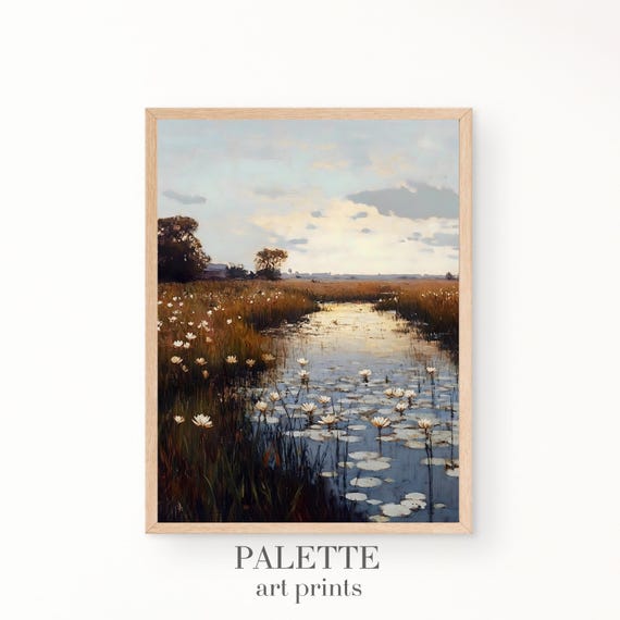 Peaceful Lily Pond Painting Serene Nature Wall Art Impressionist Style Landscape Artwork For Home Decor Lnd015