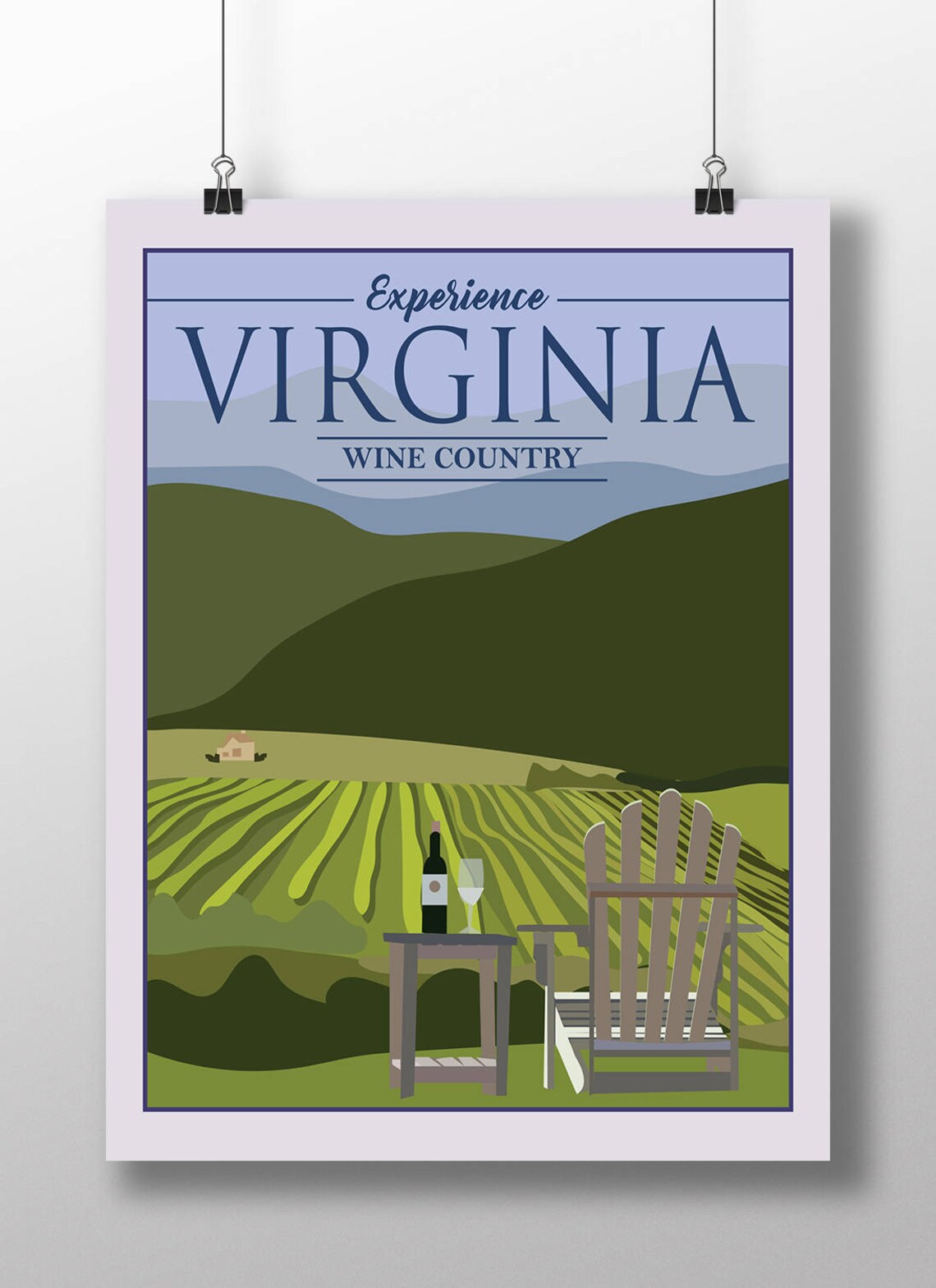 Virginia Wine Country Vintage Travel Poster, Travel Poster