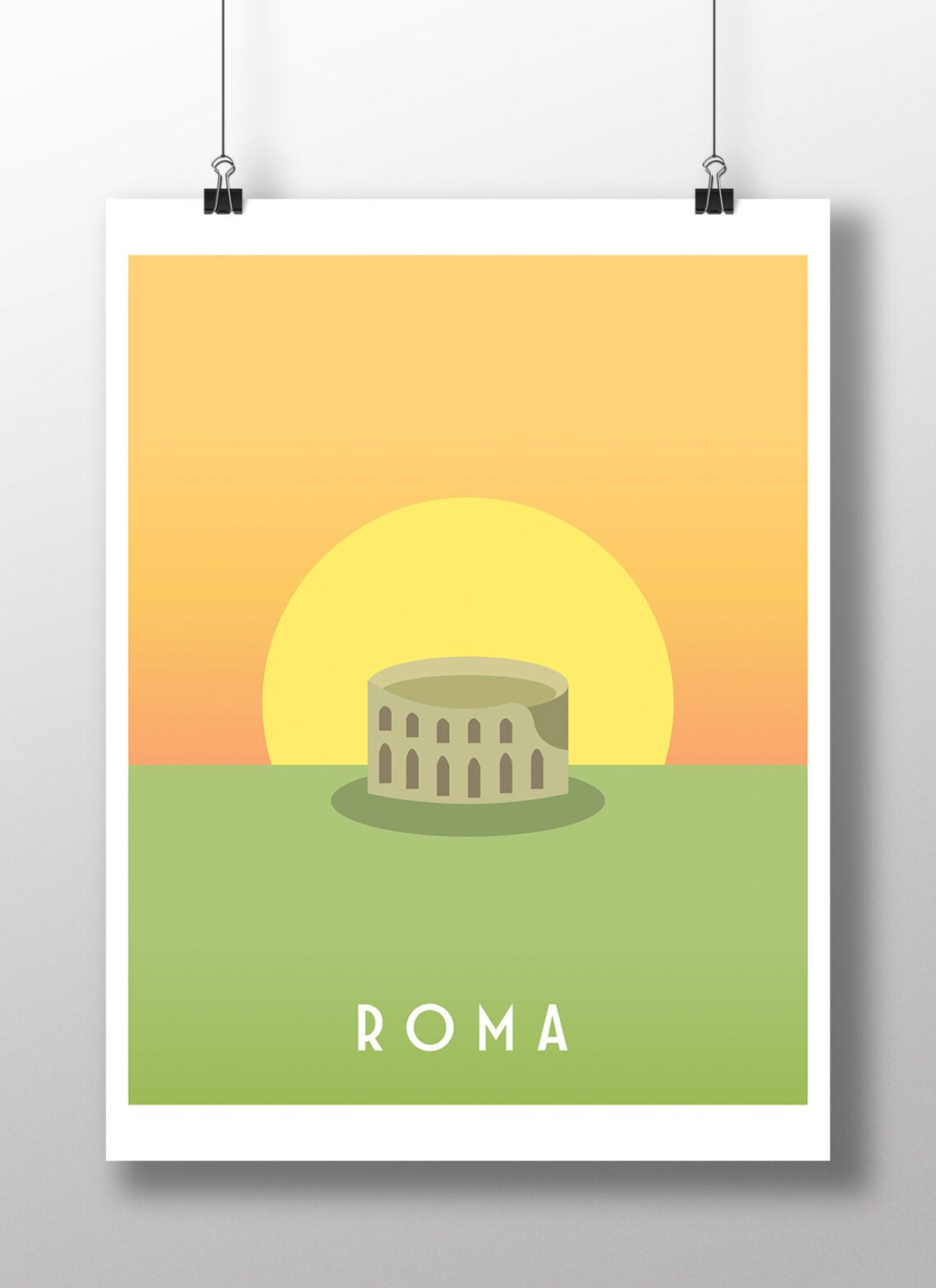 Rome Colosseum Golden Hour Sunset Landmark Italy Travel Poster
