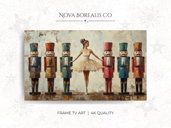 Vintage Nutcracker Ballerina Toy Soldiers Christmas Dance Art Poster