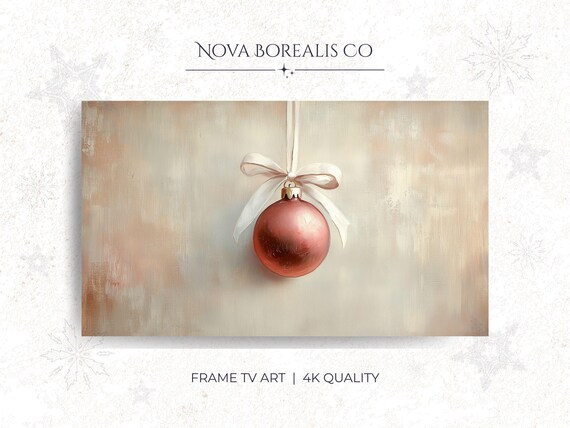 Vintage Rose Gold Christmas Bauble Ribbon Frame TV Art Poster