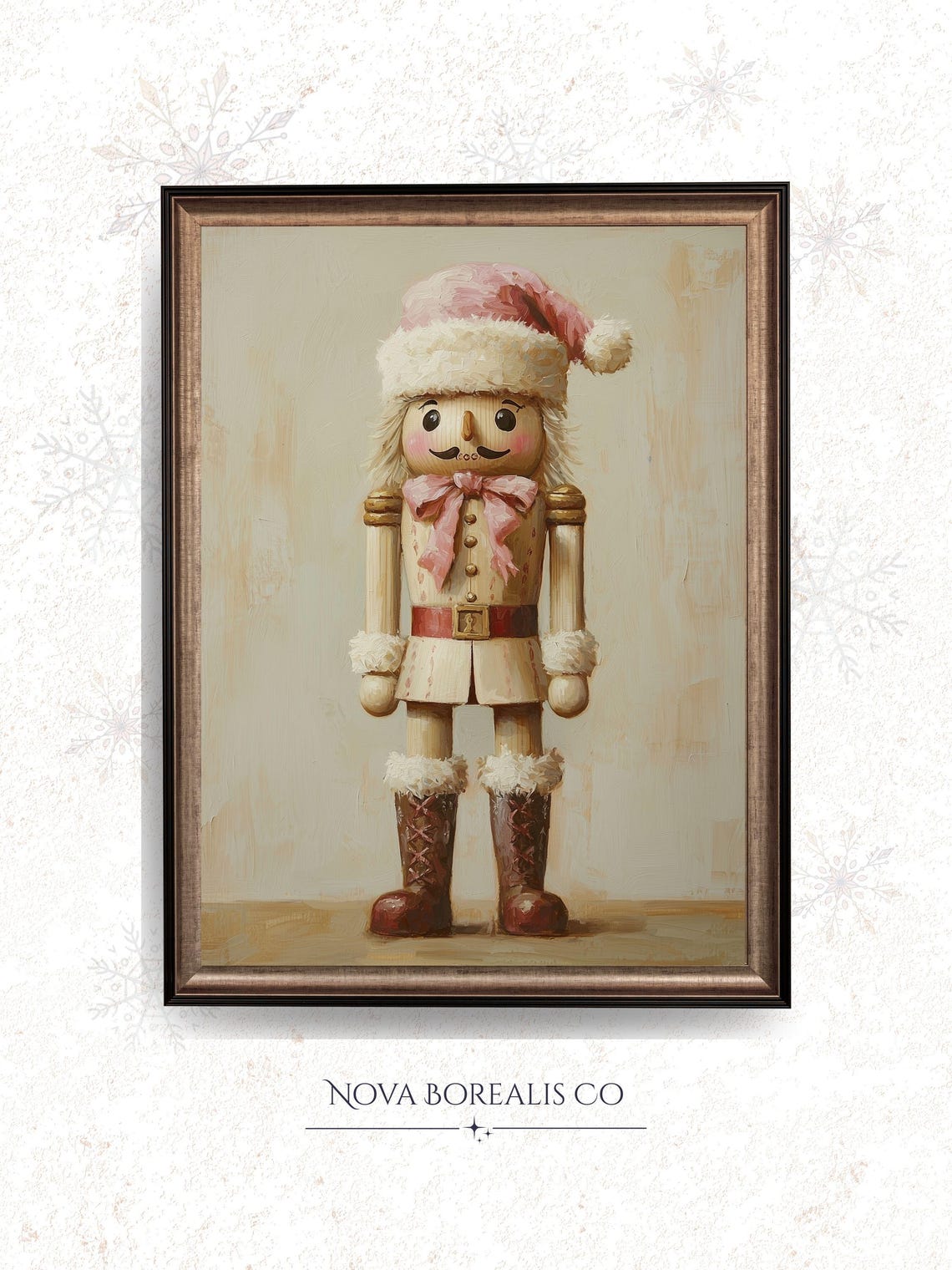 Vintage Nutcracker Soldier Santa Hat Rustic Christmas Poster
