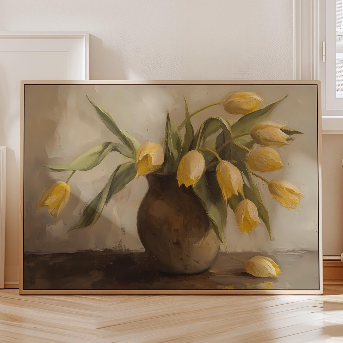 Yellow Tulip Vintage Floral Still Life Art Print