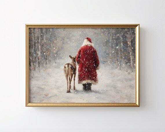 Santa Claus Rustic Christmas Decor Art Print