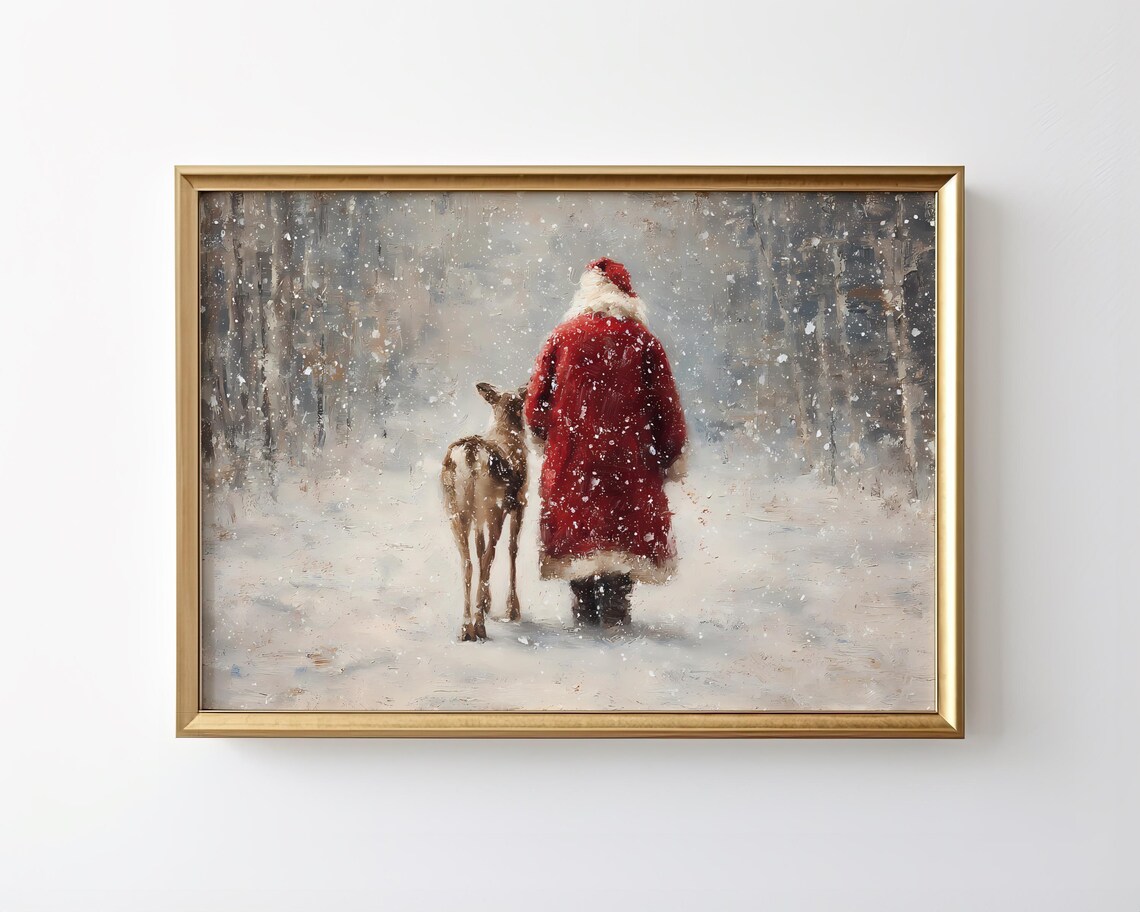 Santa Claus Rustic Christmas Decor Art Print