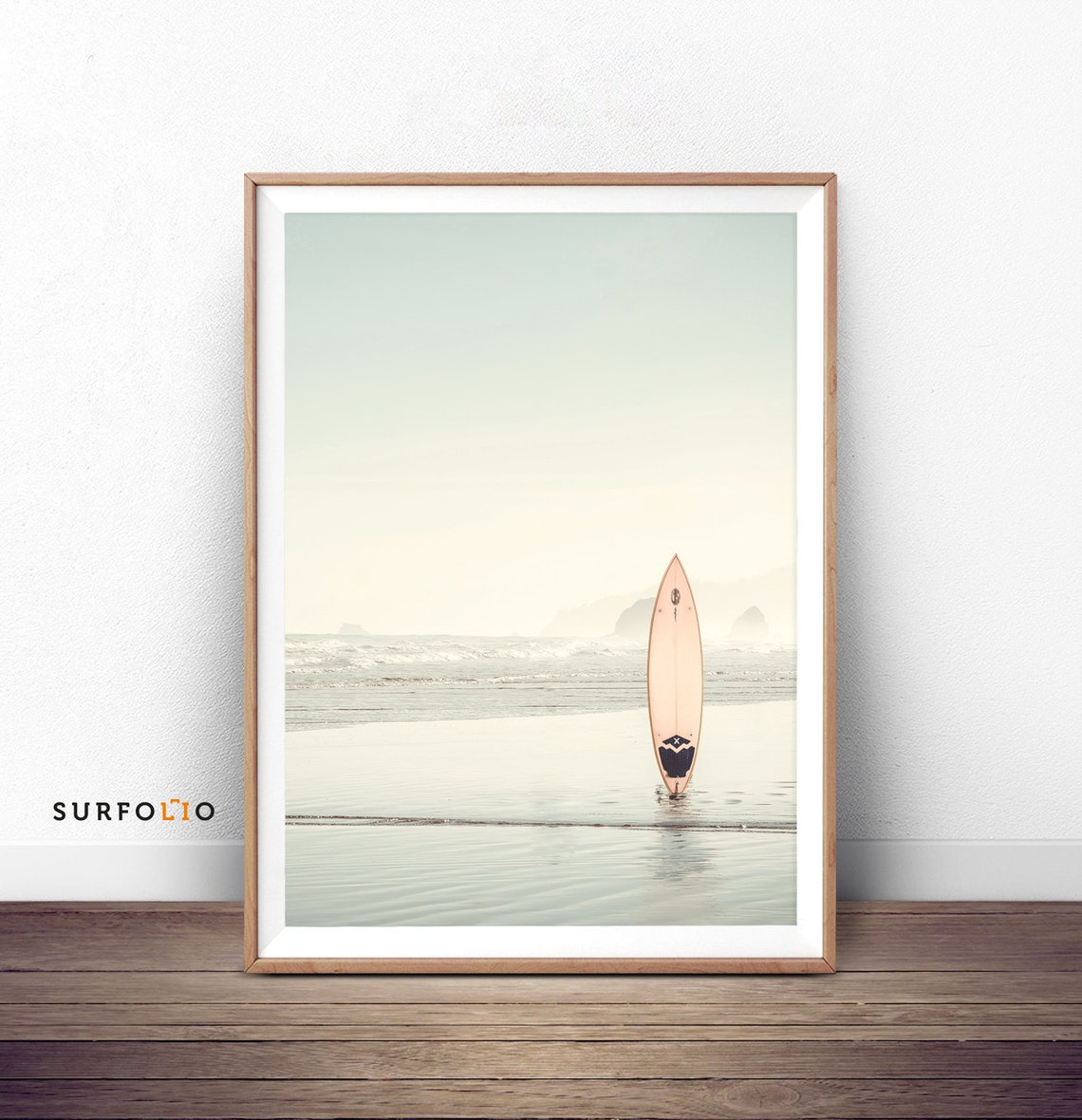 Beige Surfboard Beach Print Chasing Sunrise Ocean Art Digital Download