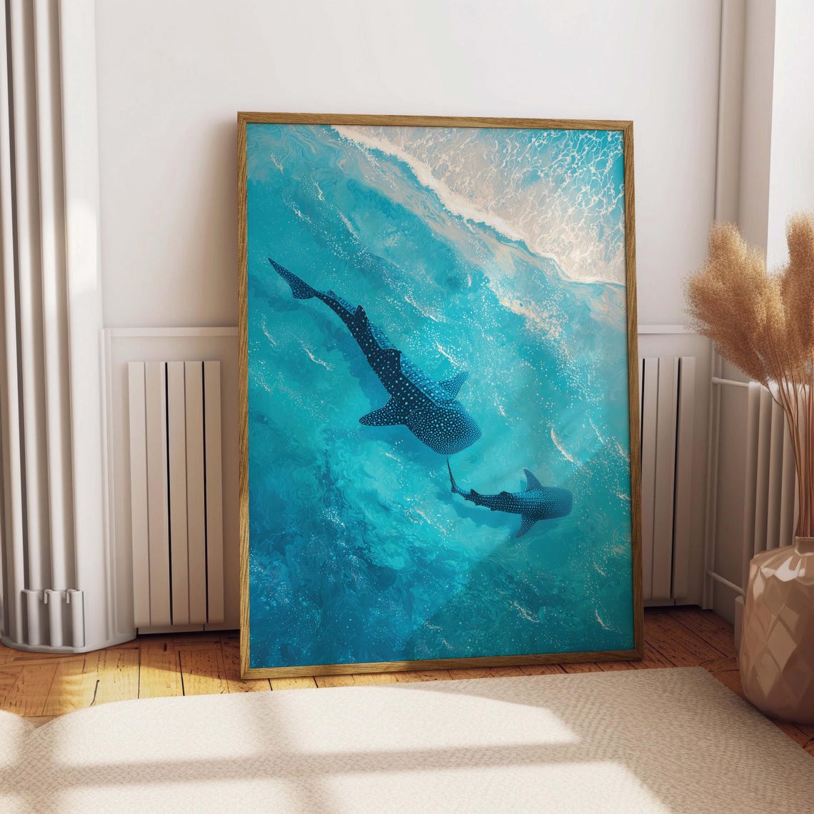 Whale Shark Art Print Ocean Life Coastal Wall Decor Digital Download