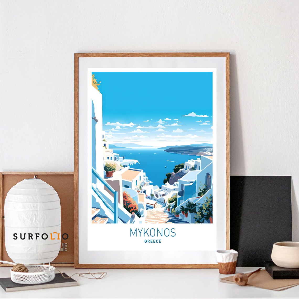 Mykonos Greece Minimalist Coastal Art Print