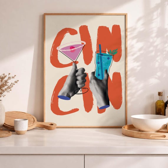 Cin Martini Retro Cocktail Cheers Art Print