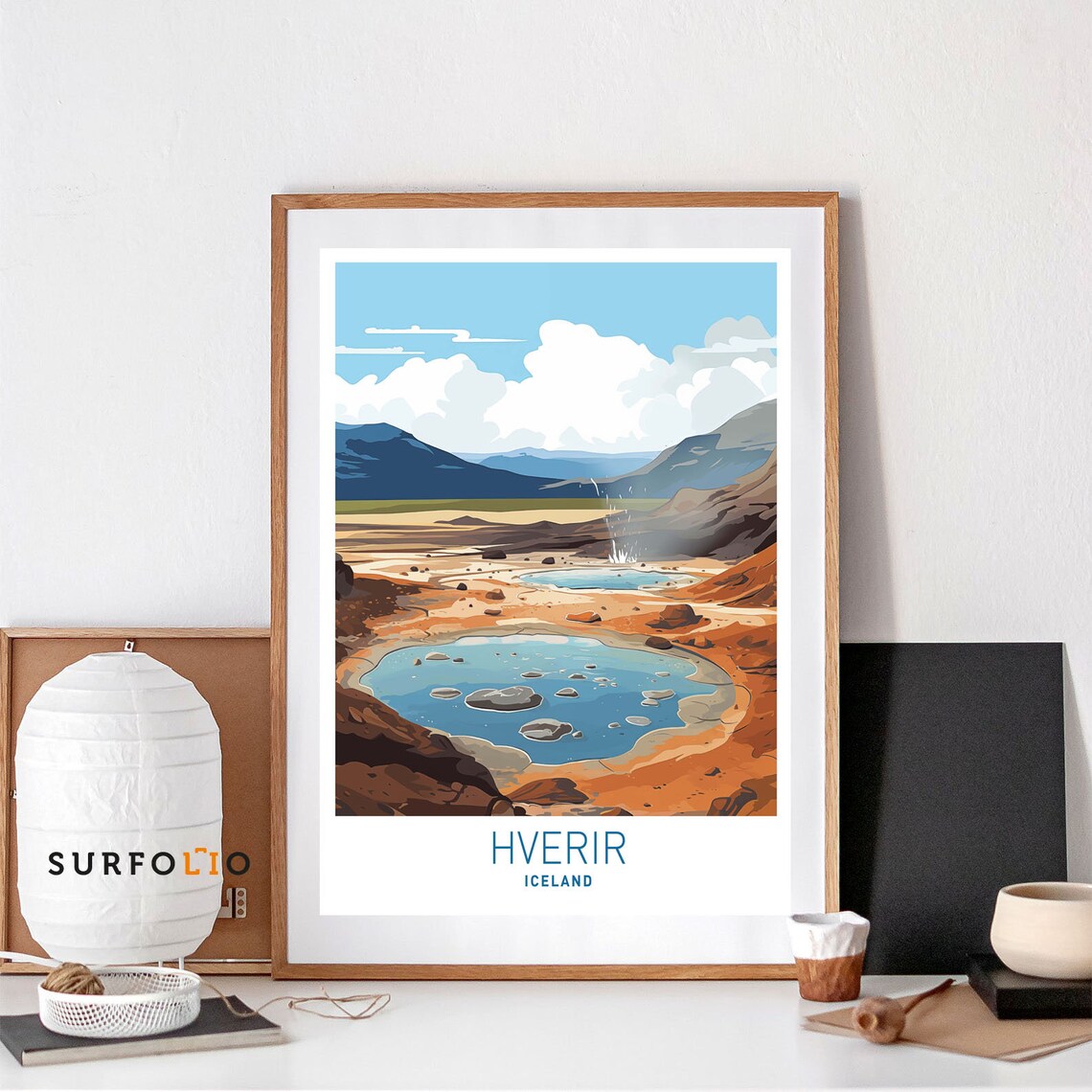 Hverir Iceland Geothermal Landscape, Travel Poster