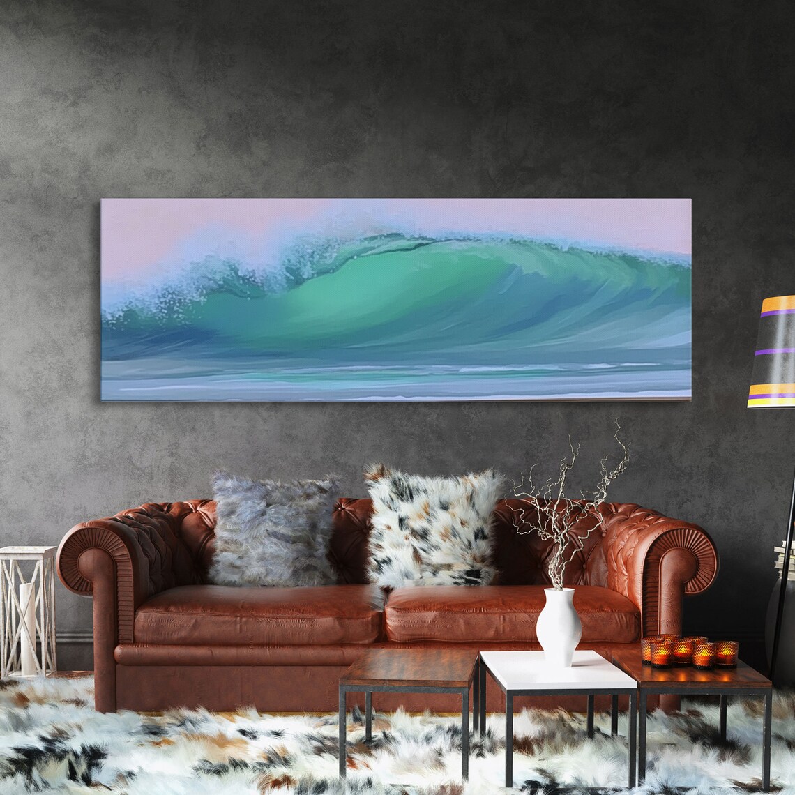 Minimalist Ocean Wave Pastel Turquoise Seascape Abstract Beach Art Poster - Image 3